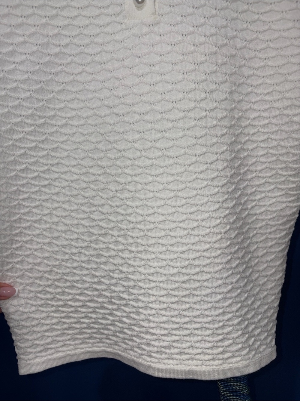 Alice Blue - NWT White Textured Knit Polo Top โ Size Large ๐ค - Picture 11 of 16